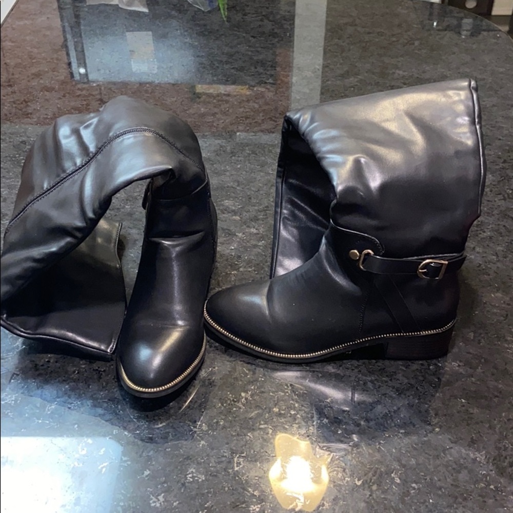 Black long knee boots